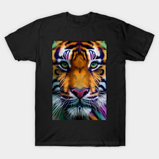 Pop Art Tiger Face In Vibrant Colors - A Unique and Playful Art Print For Animal Lovers T-Shirt